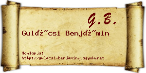 Gulácsi Benjámin névjegykártya